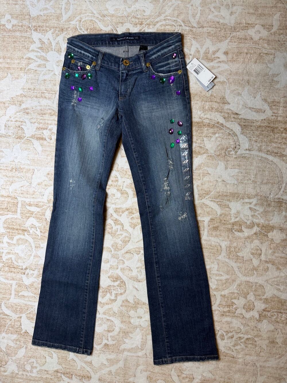 Deadstock Bejeweled DKNY Jeans Stretch Style KXRU7644 Y2K